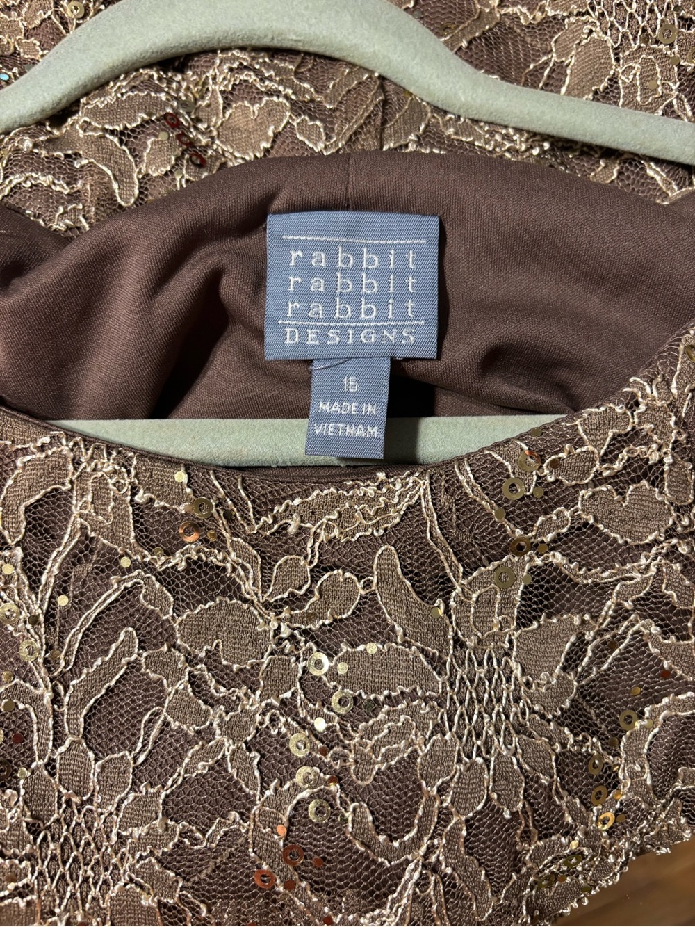 Rabbit Rabbit Rabbit Gold Lace Midi Dress with Sequins - Picture 3 of 9